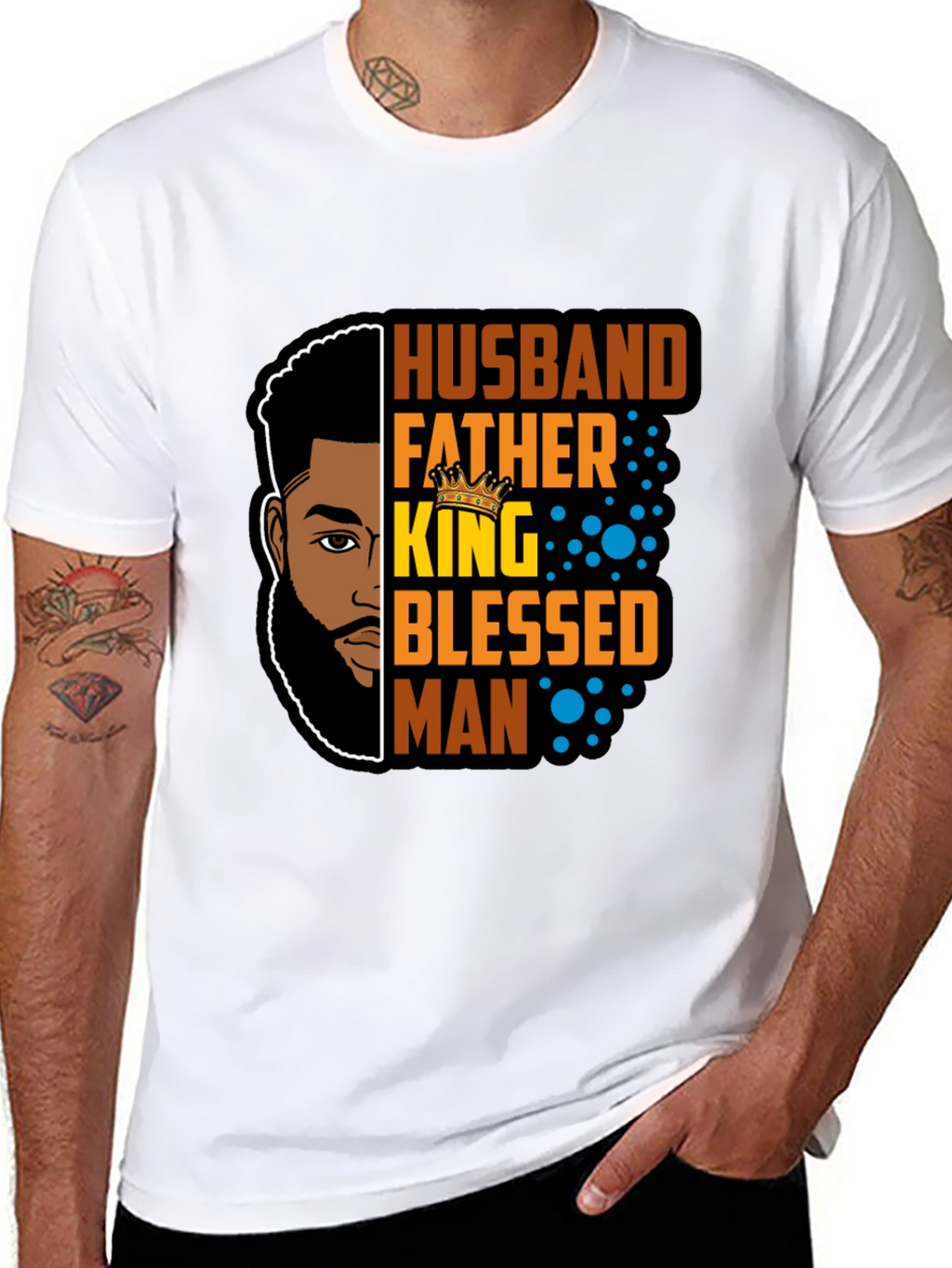 Husband Father King Blessed Man Black T-Shirt