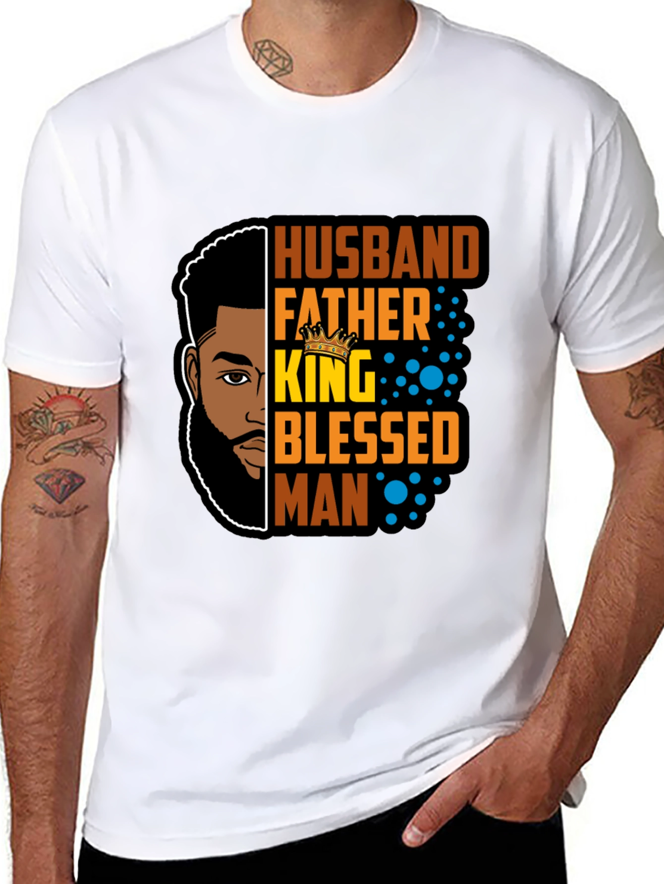 Husband Father King Blessed Man Black T-Shirt