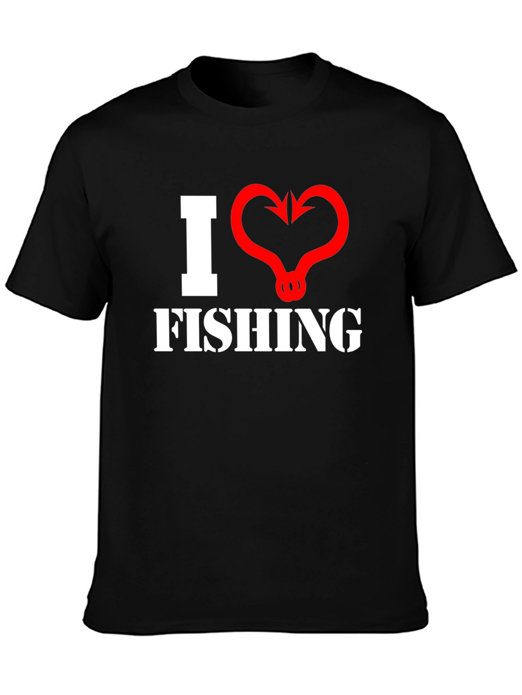 I Heart Fishing Graphic T-Shirt - Black