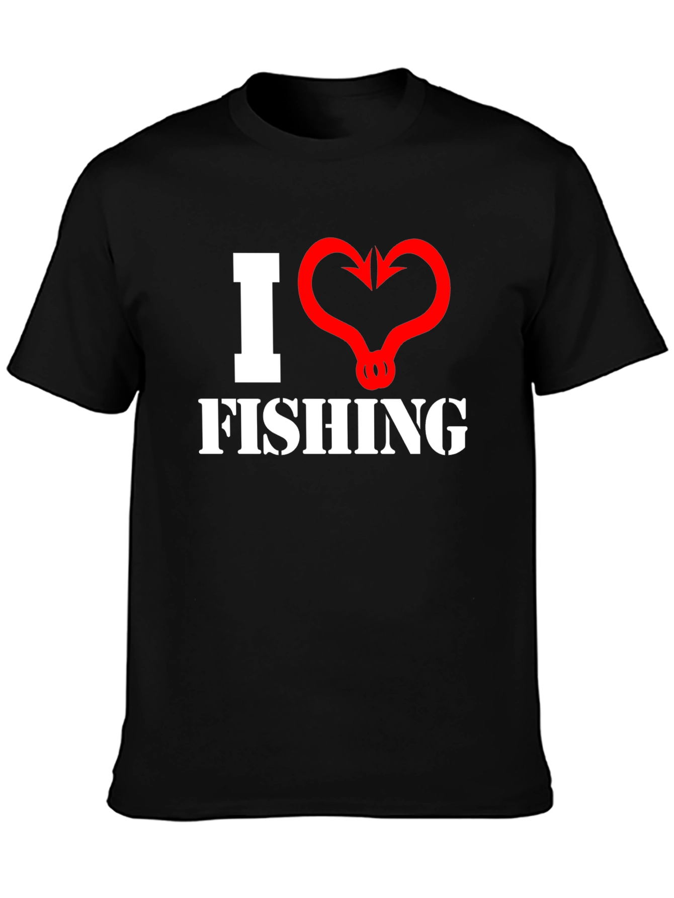 I Heart Fishing Graphic T-Shirt - Black