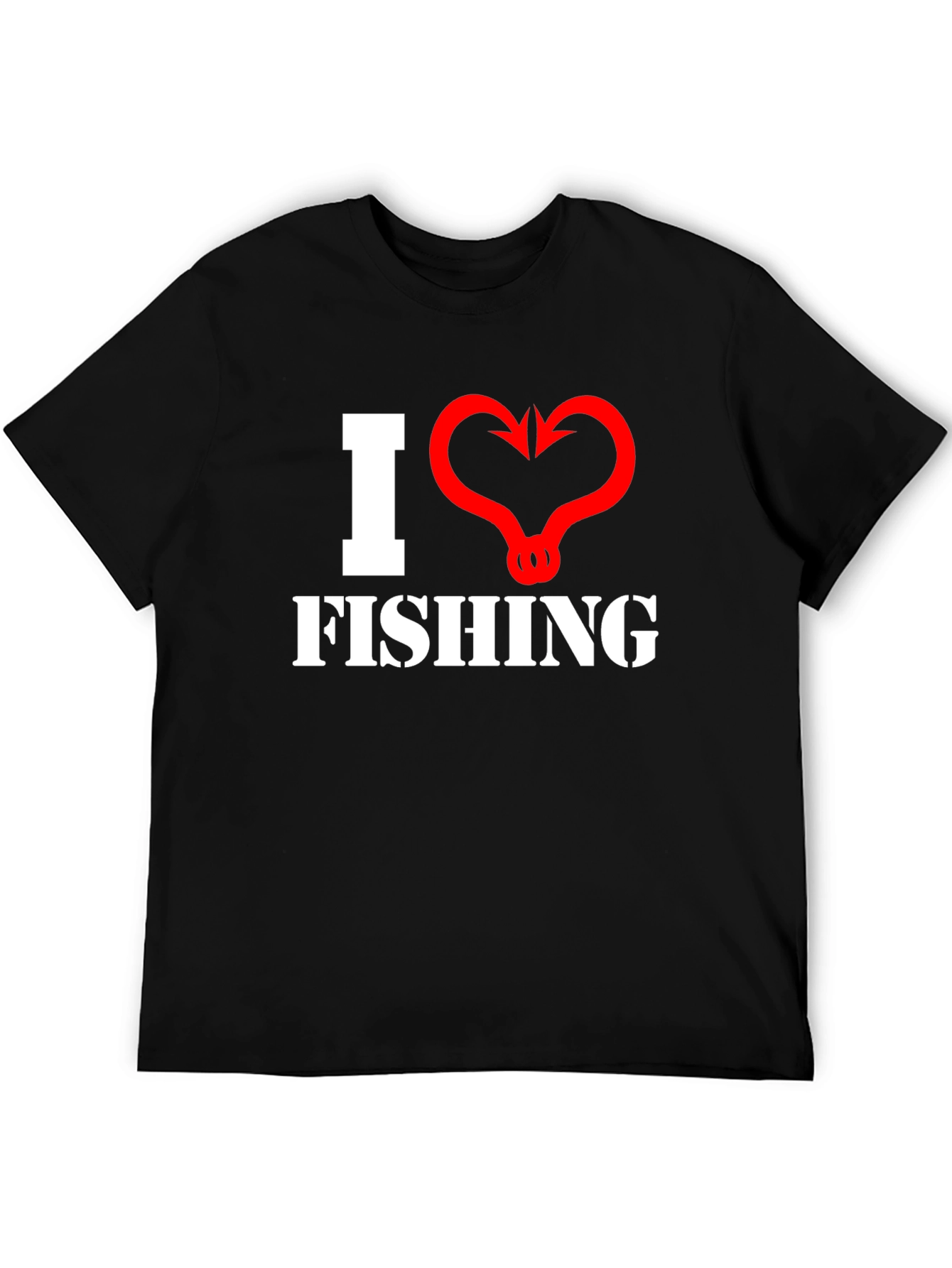 I Heart Fishing Graphic T-Shirt - Black