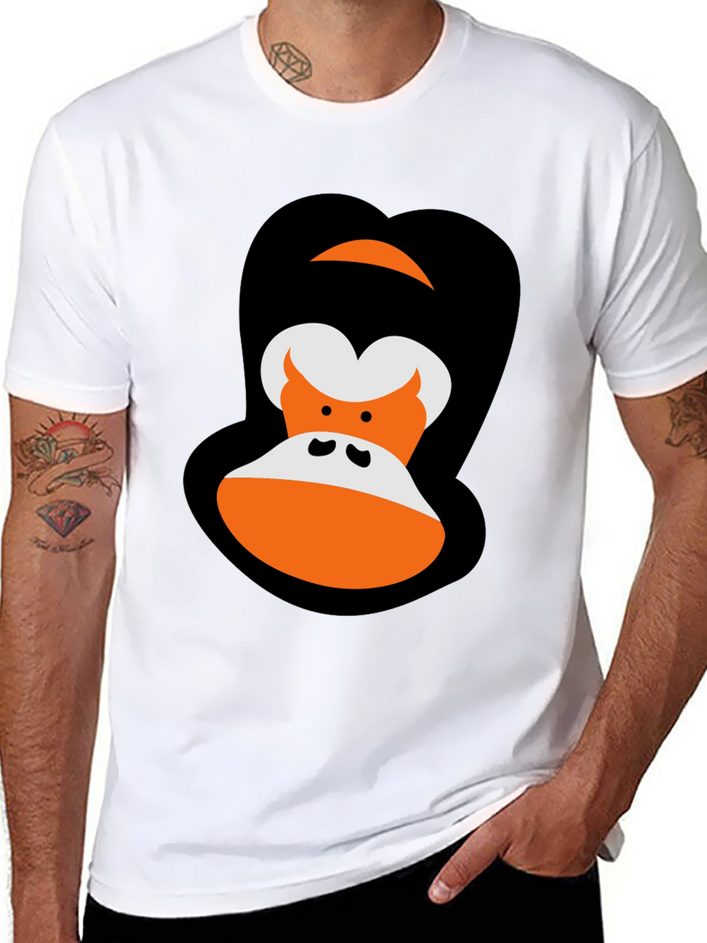 Cartoon Gorilla Graphic Tee - Black