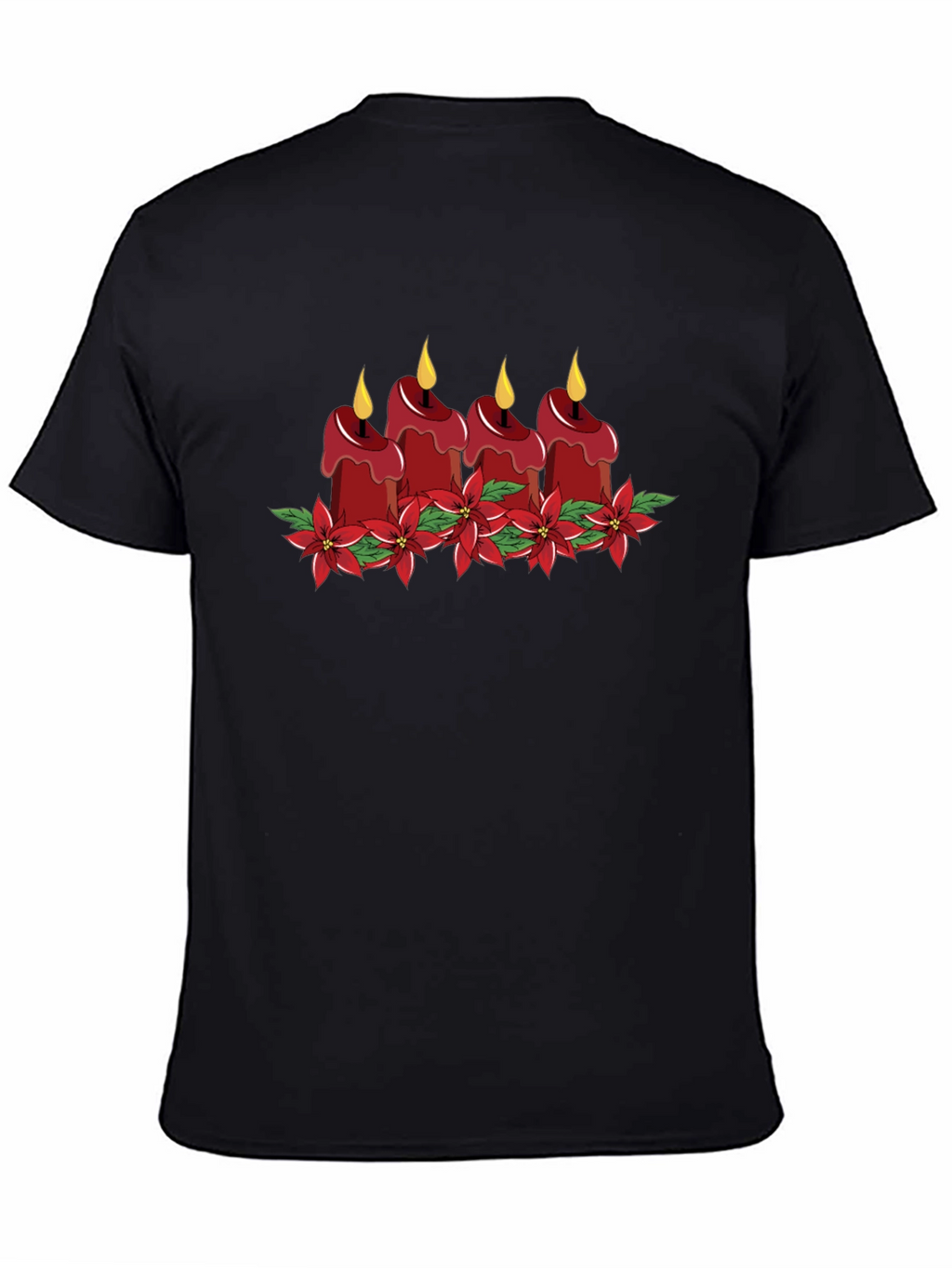Festive Candle Poinsettia Graphic Tee