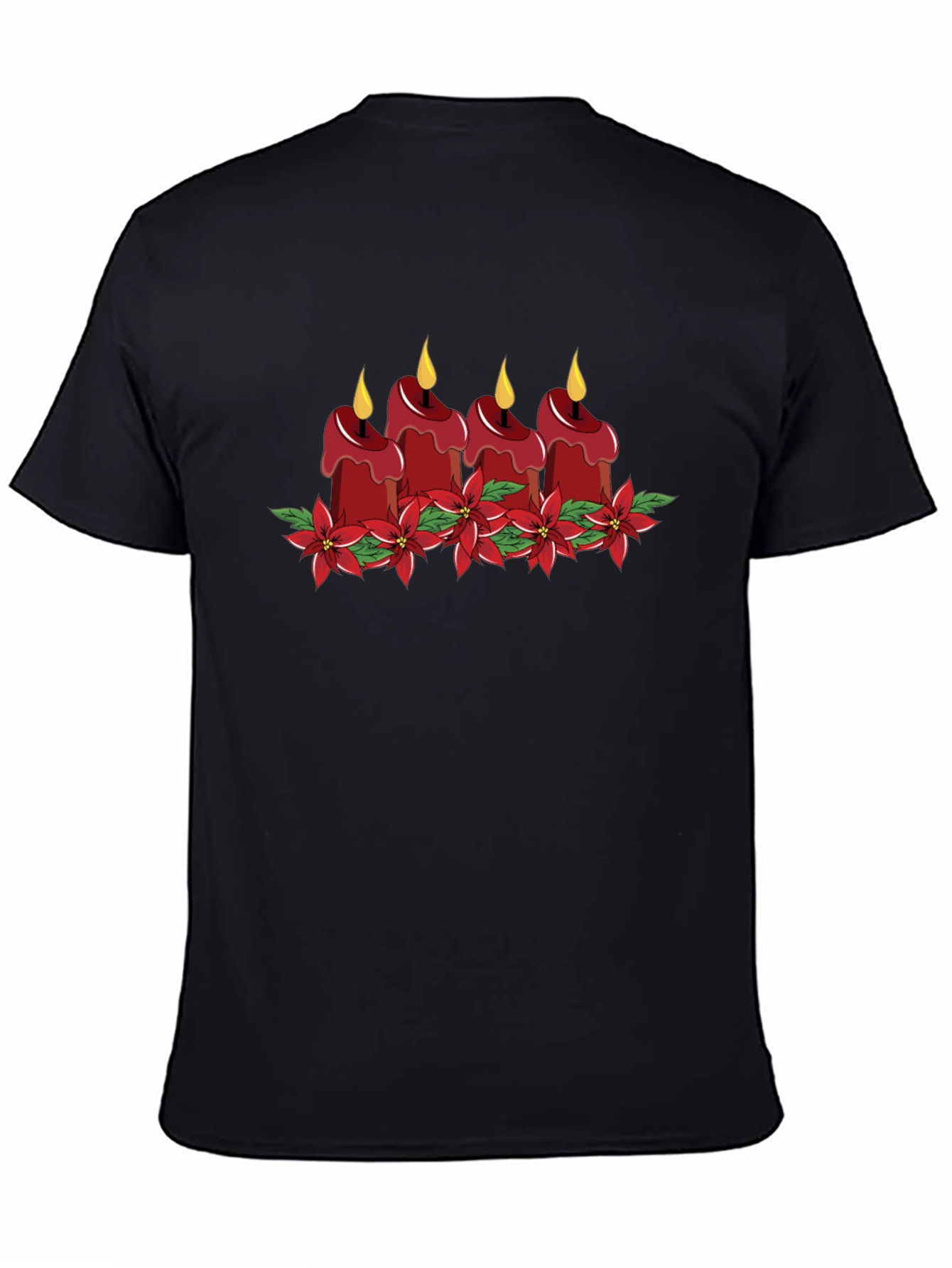 Festive Candle Poinsettia Graphic Tee
