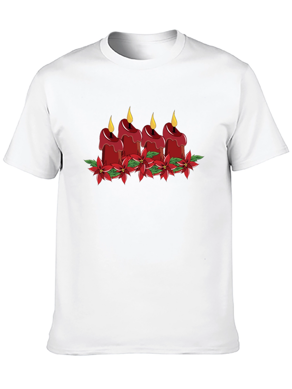 Festive Candle Poinsettia Graphic Tee