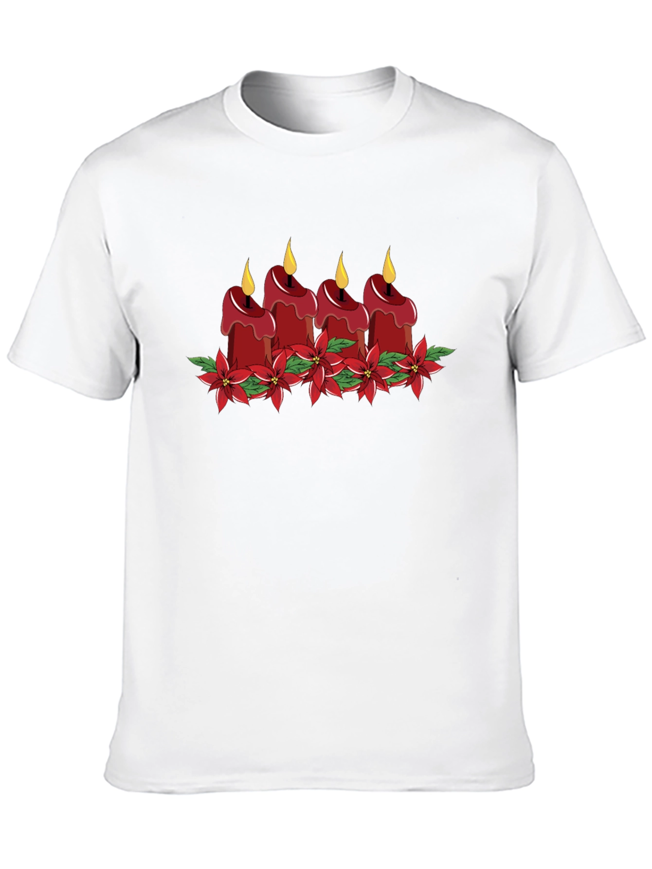 Festive Candle Poinsettia Graphic Tee