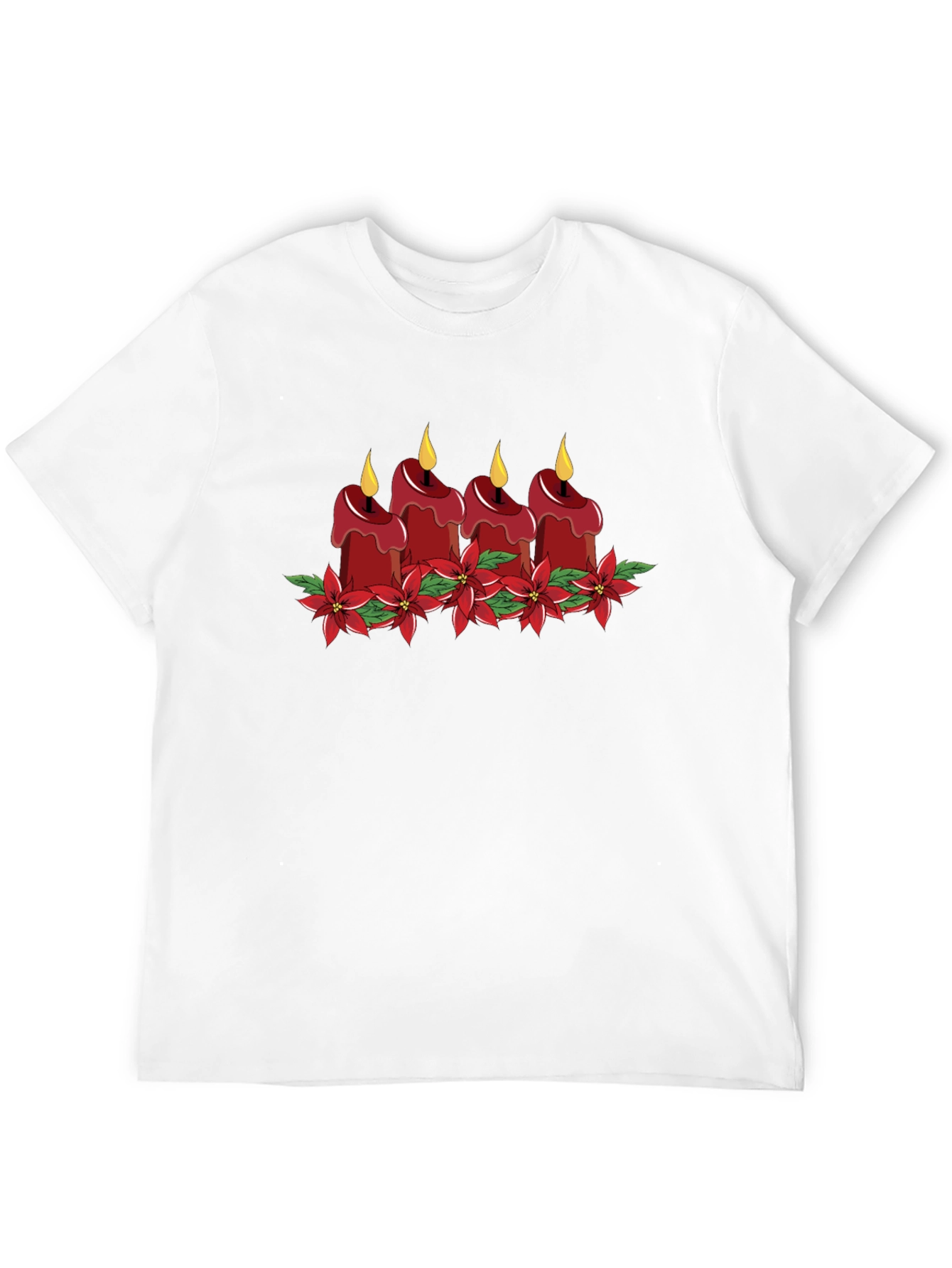 Festive Candle Poinsettia Graphic Tee