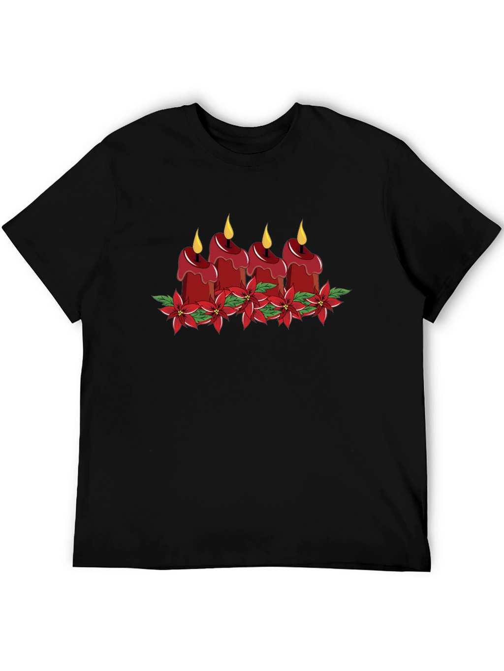 Festive Candle Poinsettia Graphic Tee