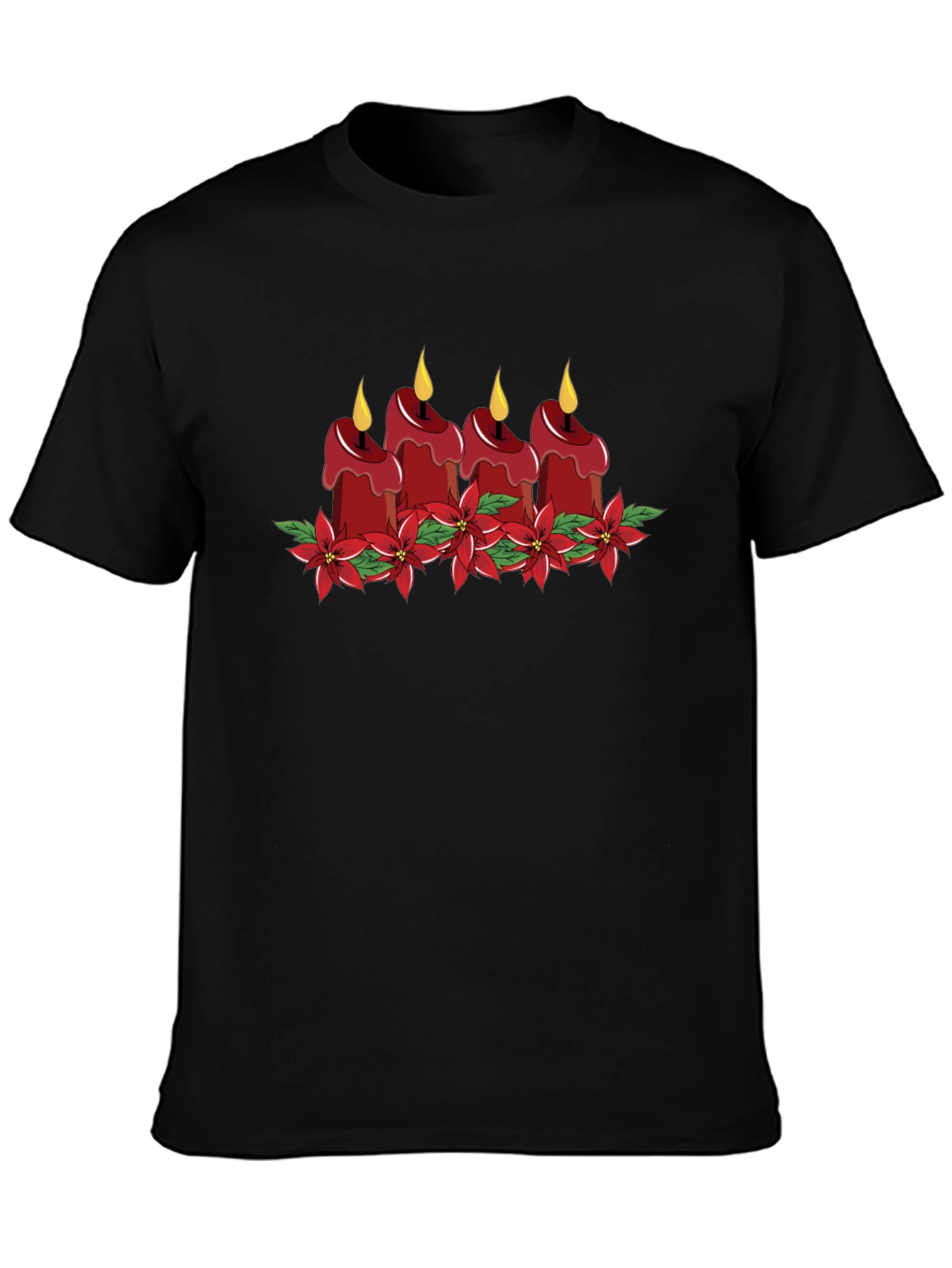 Festive Candle Poinsettia Graphic Tee