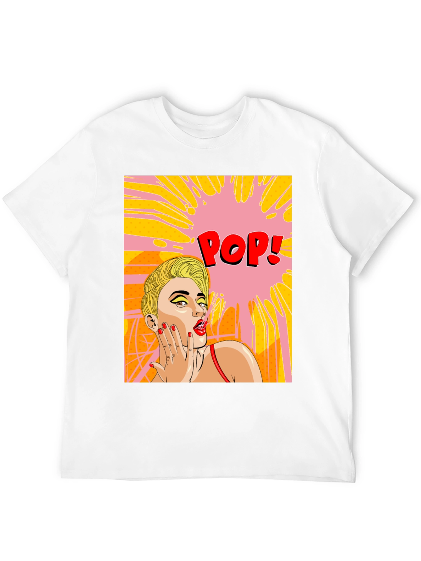 Pop Art Woman Graphic Tee - Trendy Comic Style Shirt
