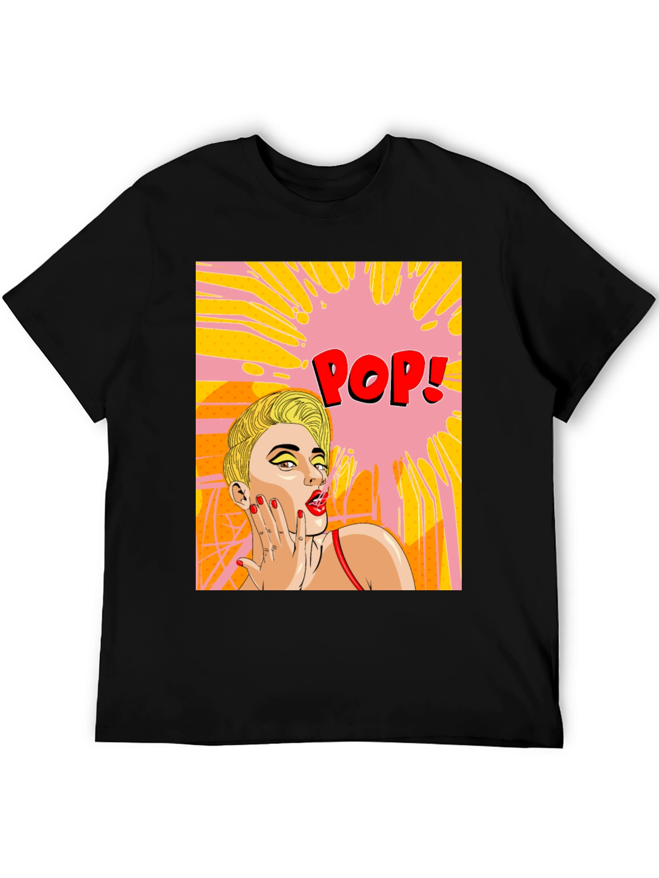 Pop Art Woman Graphic Tee - Trendy Comic Style Shirt