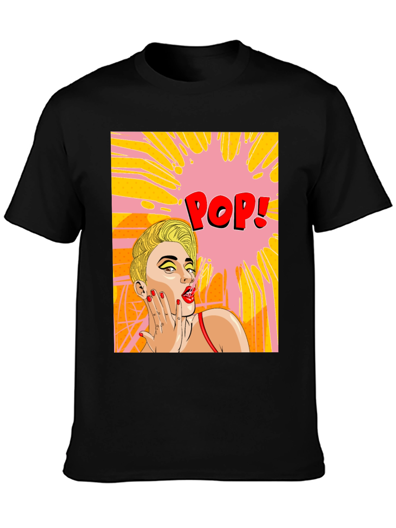 Pop Art Woman Graphic Tee - Trendy Comic Style Shirt
