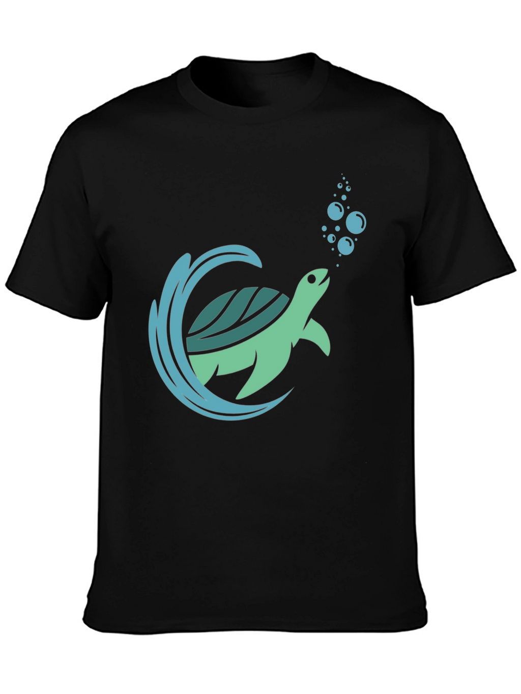 Sea Turtle Graphic Print Mens Black T-Shirt