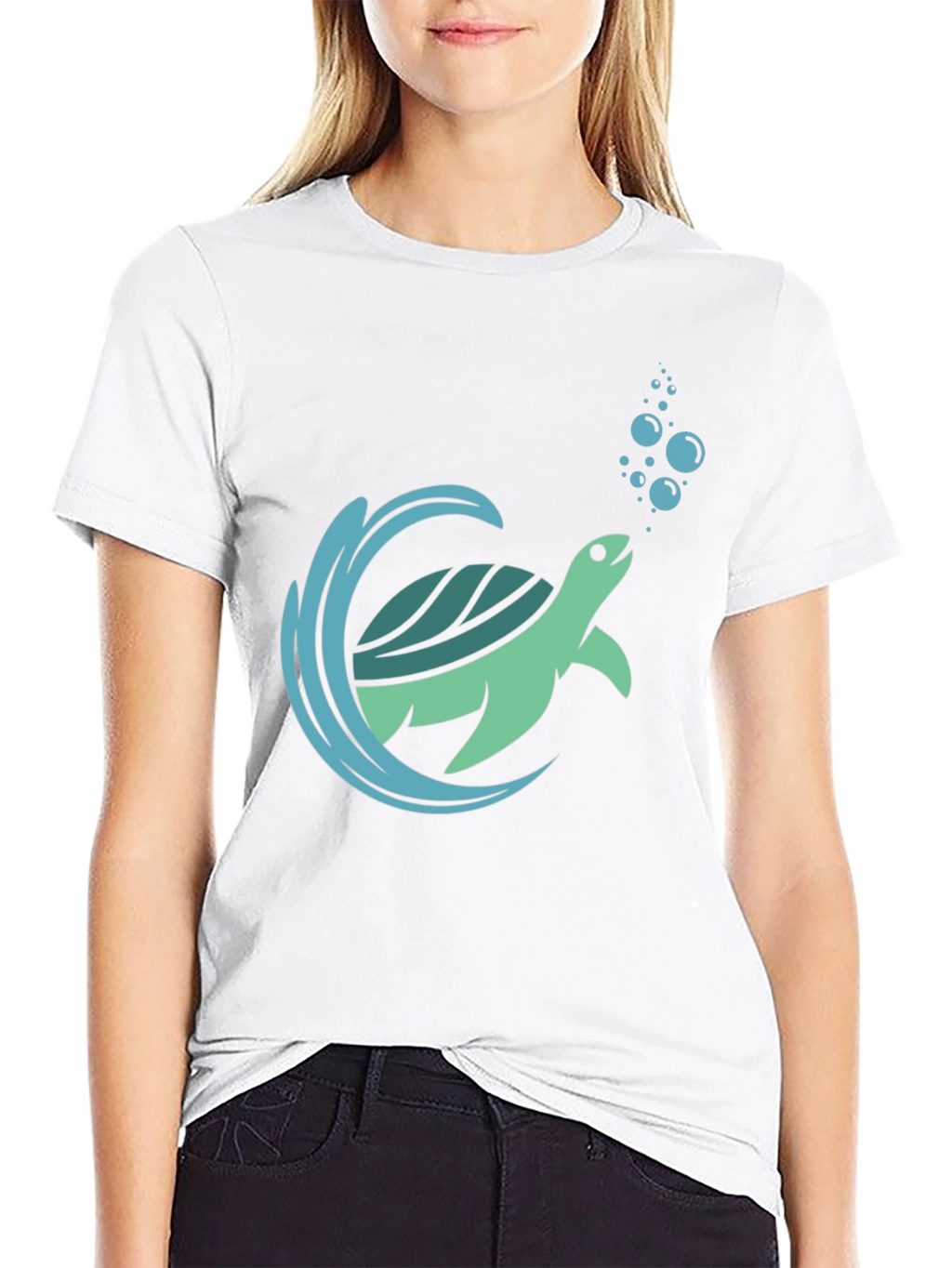 Sea Turtle Graphic Print Mens Black T-Shirt