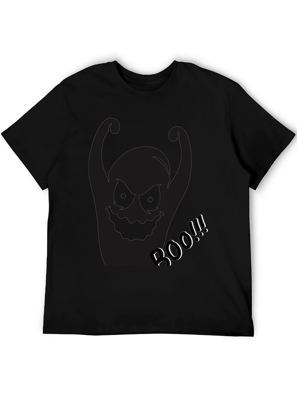 Spooky Black Boo Graphic T-Shirt