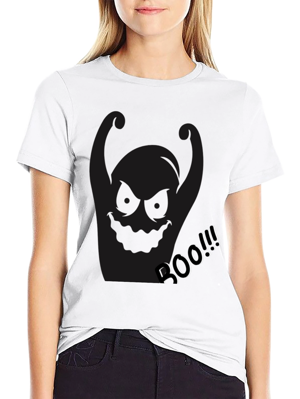 Spooky Black Boo Graphic T-Shirt