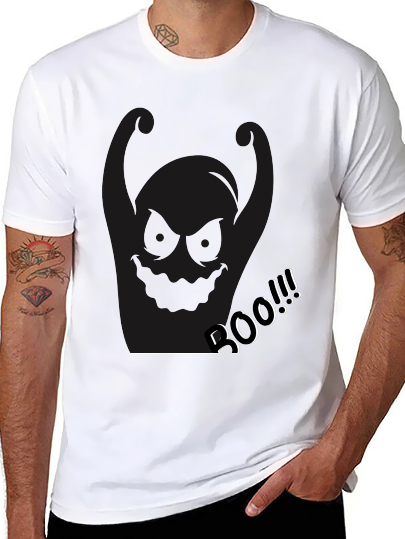 Spooky Black Boo Graphic T-Shirt