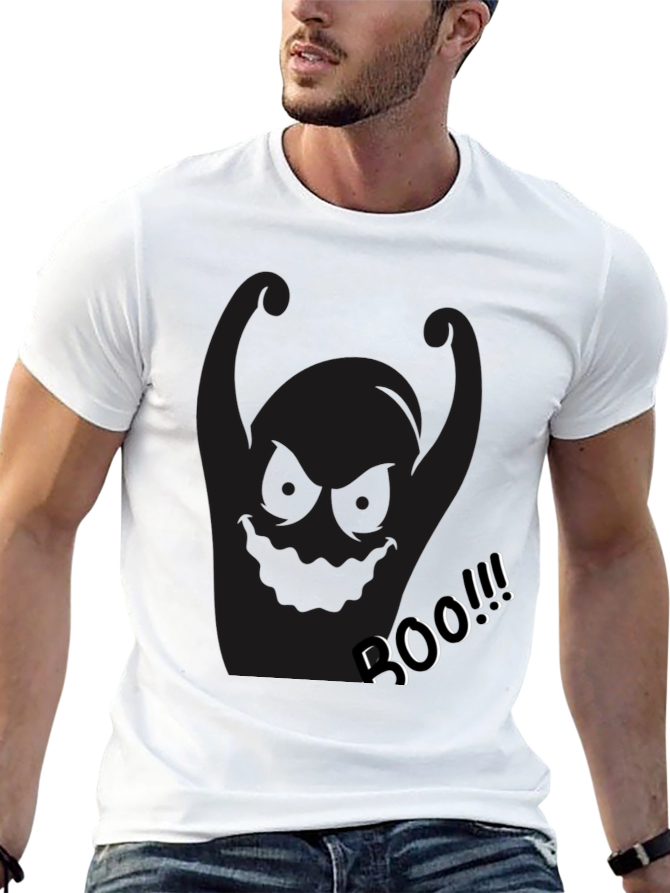 Spooky Black Boo Graphic T-Shirt