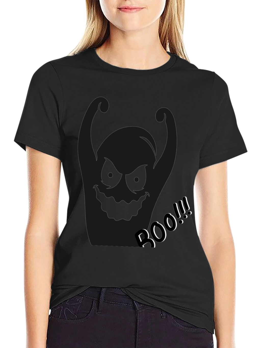 Spooky Black Boo Graphic T-Shirt