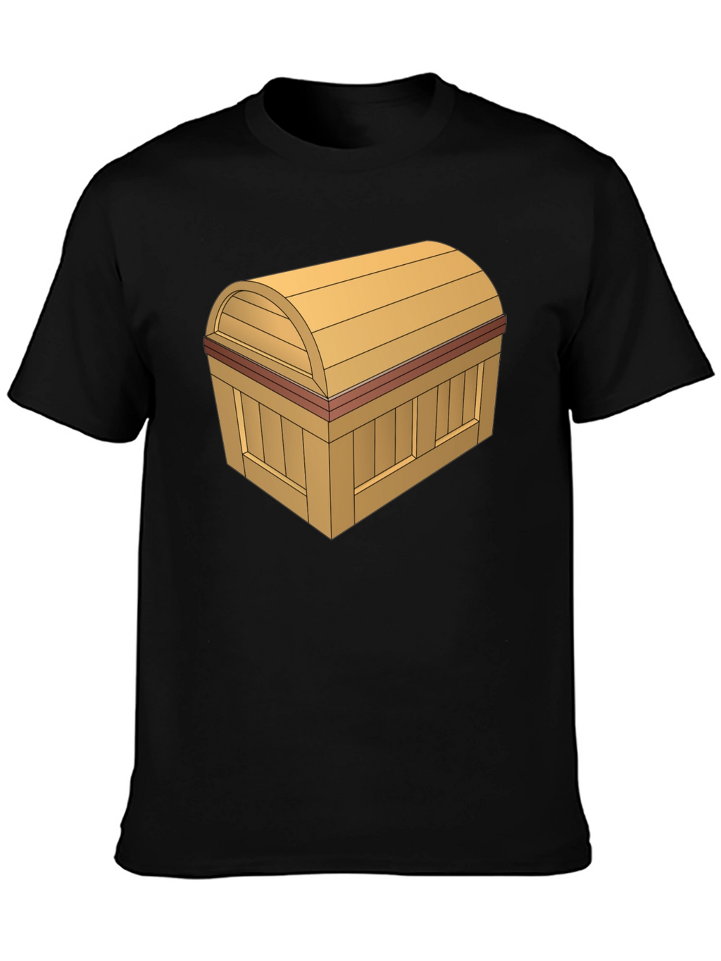 Cartoon Treasure Chest Graphic Tee - Black Cotton T-Shirt