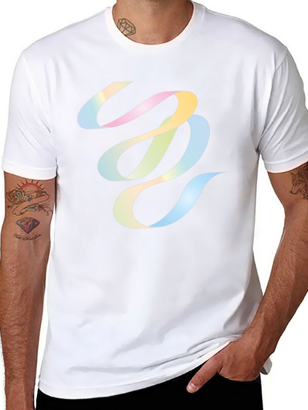 Abstract Ribbon Graphic Black T-Shirt