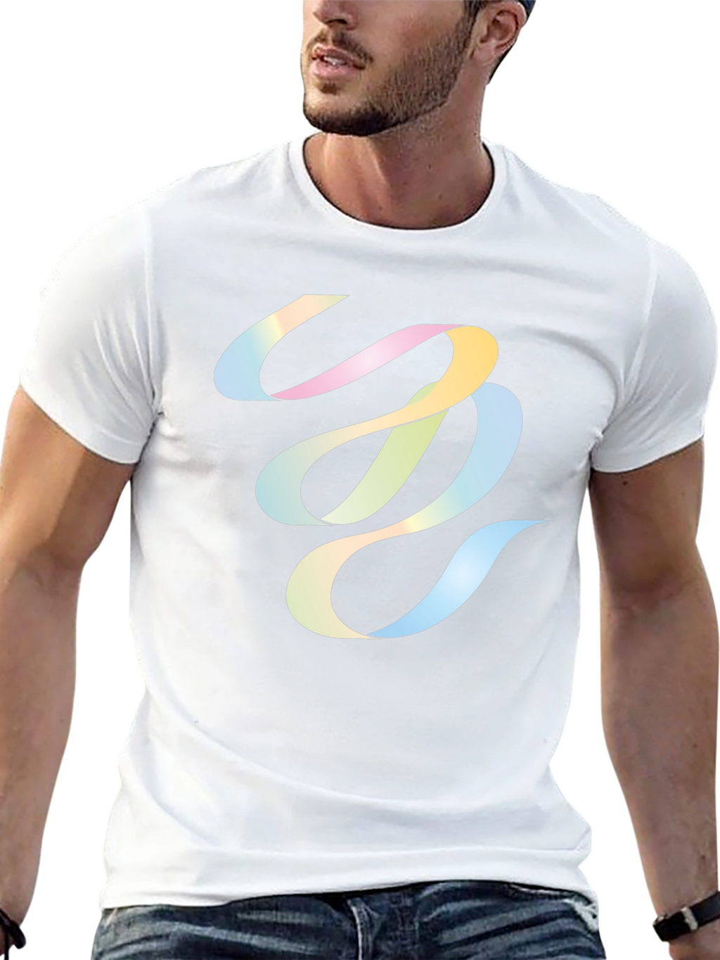 Abstract Ribbon Graphic Black T-Shirt