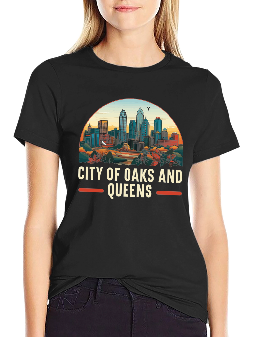 City of Oaks and Queens Graphic Tee - Black