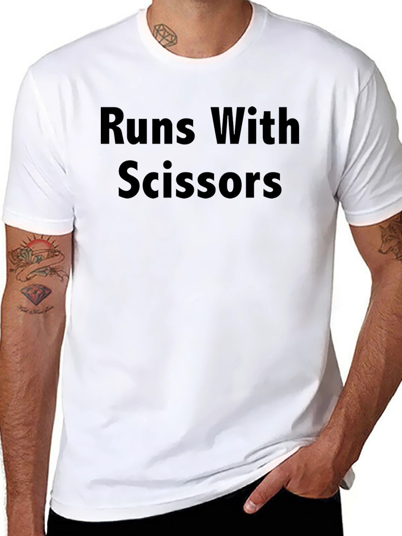 Runs With Scissors Graphic Tee - Black Cotton T-Shirt