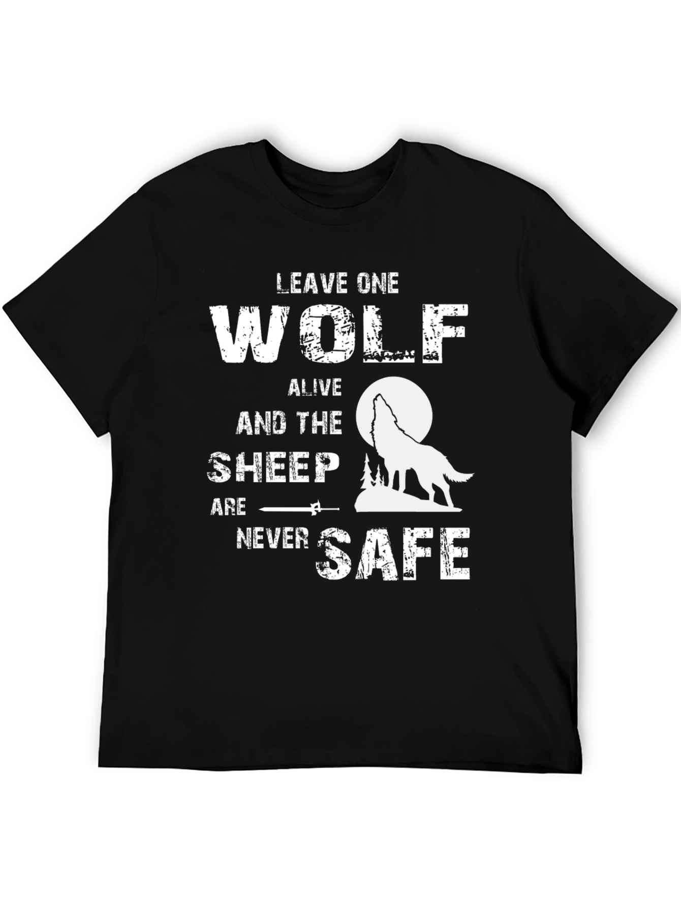 Leave One Wolf Alive Graphic Tee - Mens Black T-Shirt