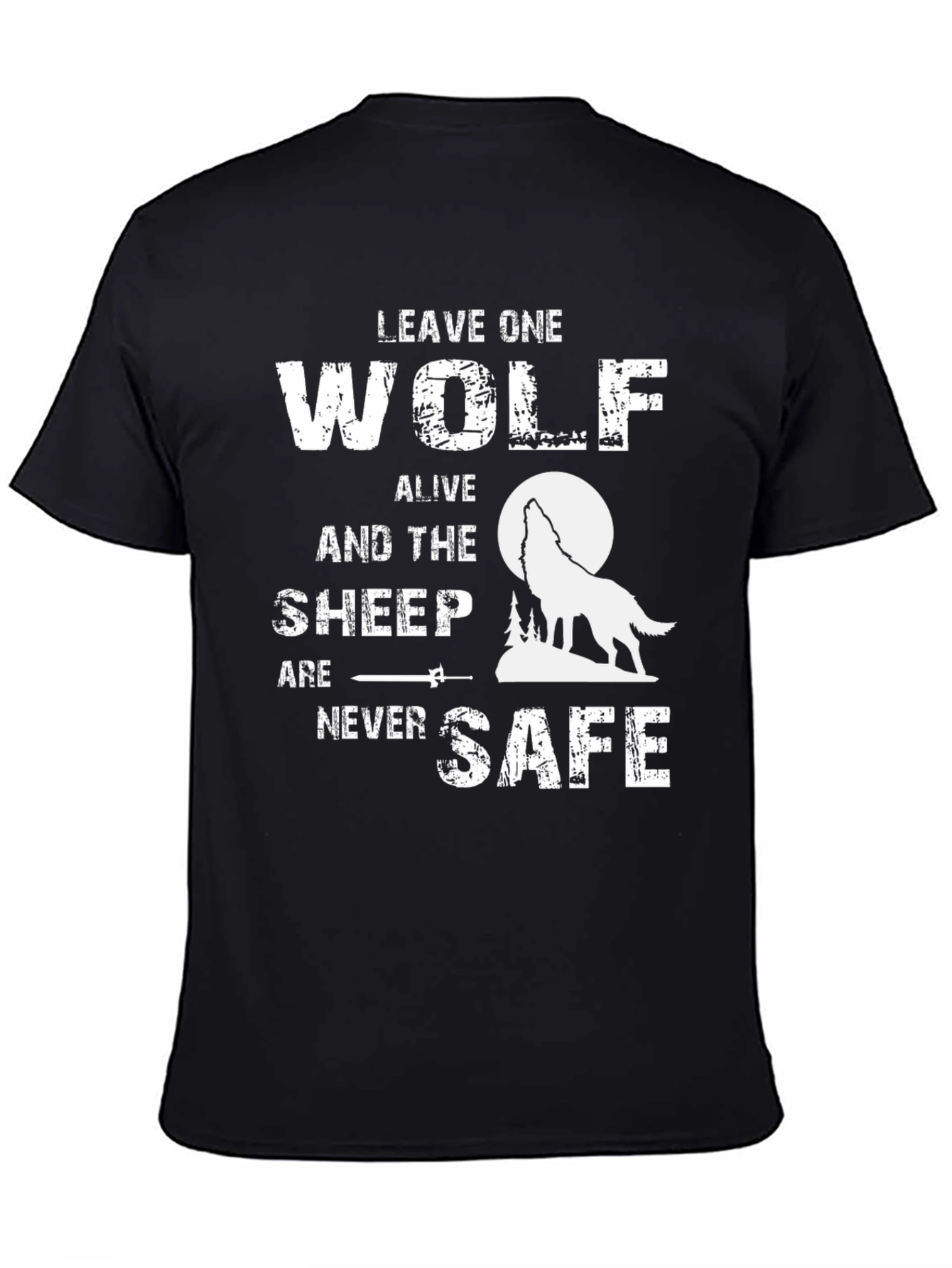 Leave One Wolf Alive Graphic Tee - Mens Black T-Shirt