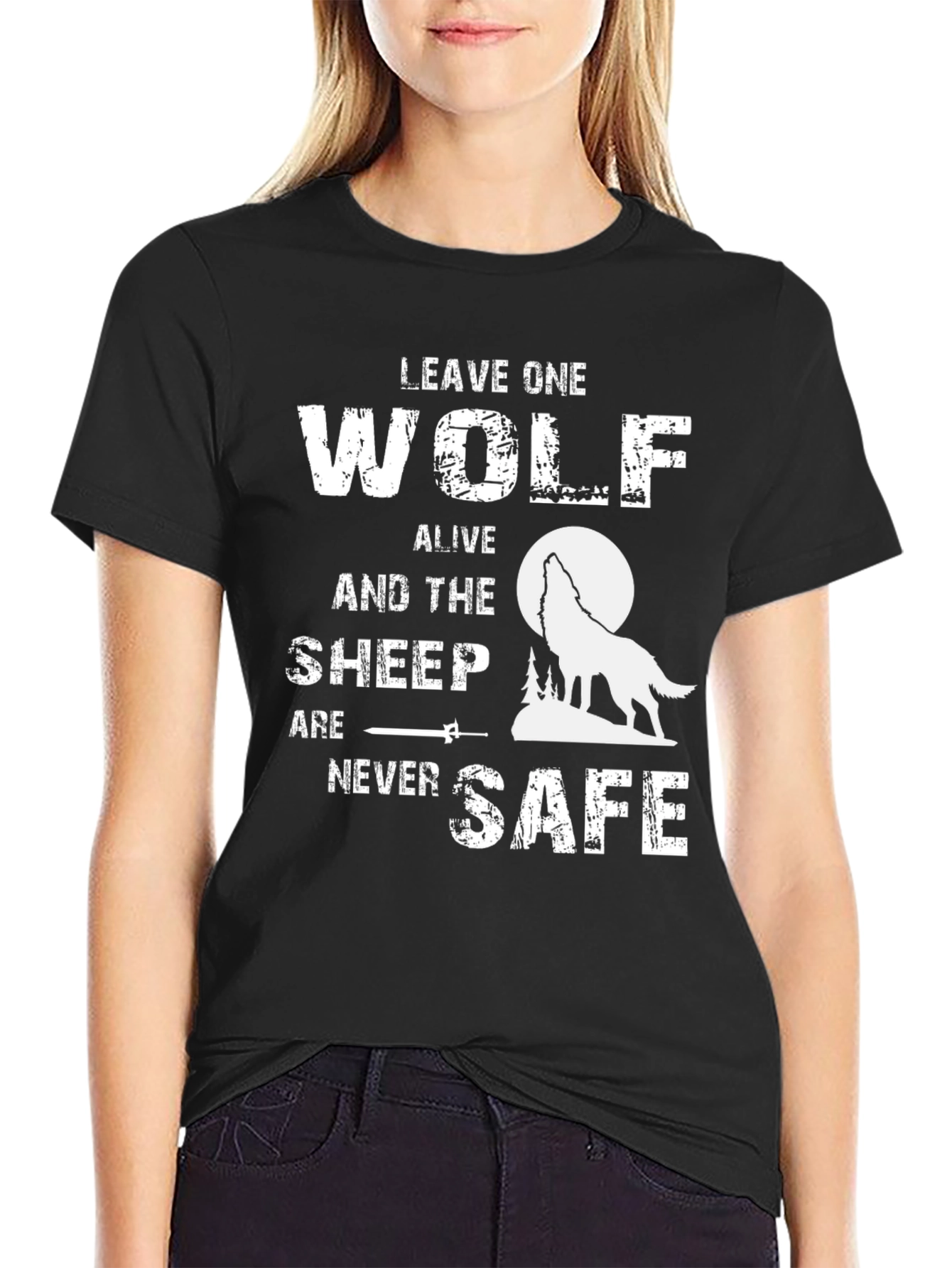 Leave One Wolf Alive Graphic Tee - Mens Black T-Shirt