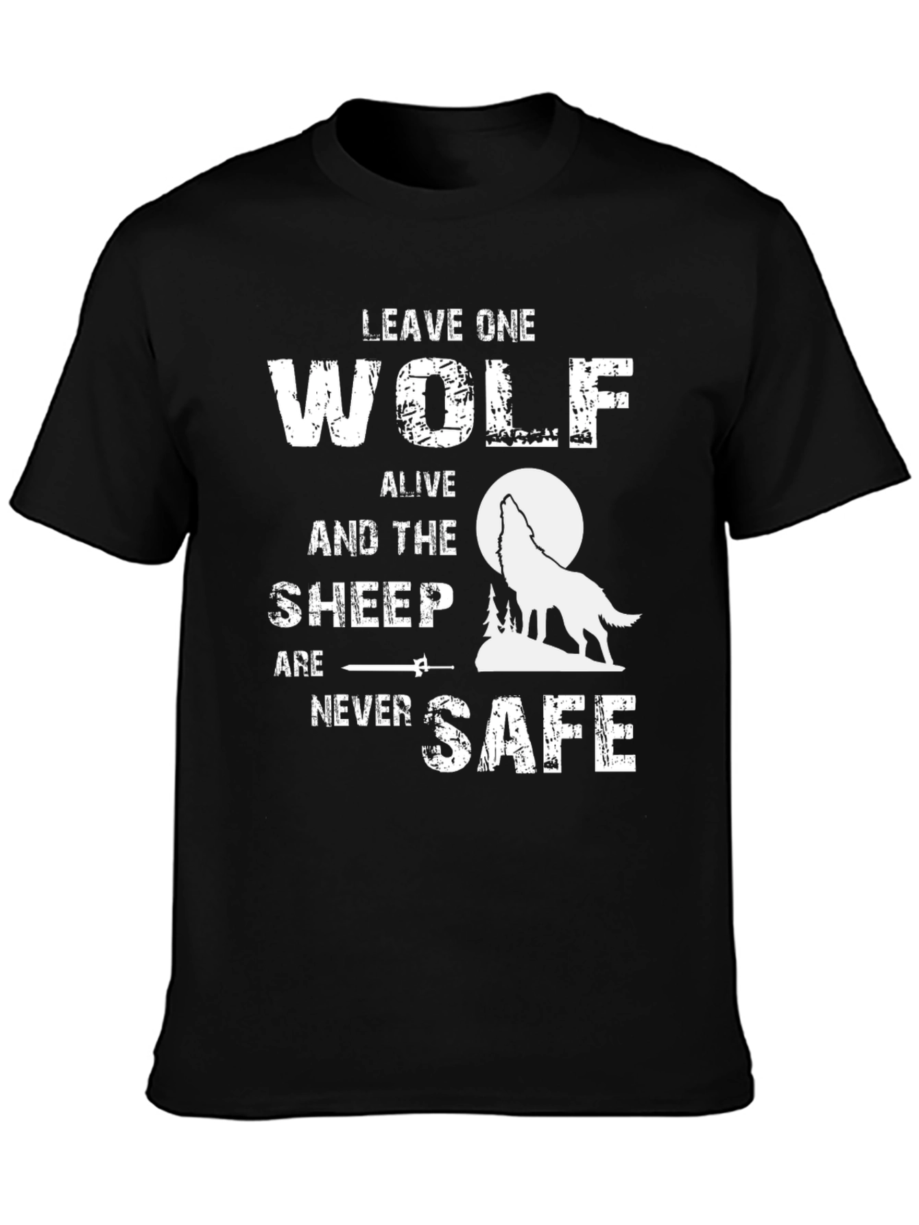 Leave One Wolf Alive Graphic Tee - Mens Black T-Shirt