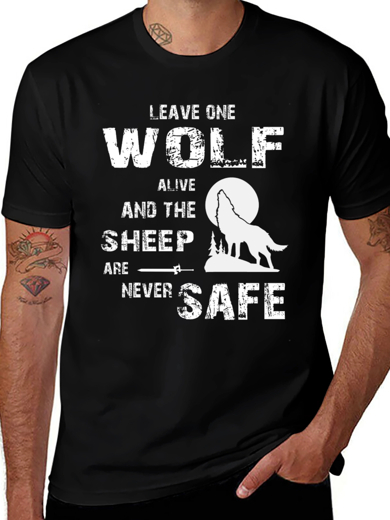 Leave One Wolf Alive Graphic Tee - Mens Black T-Shirt