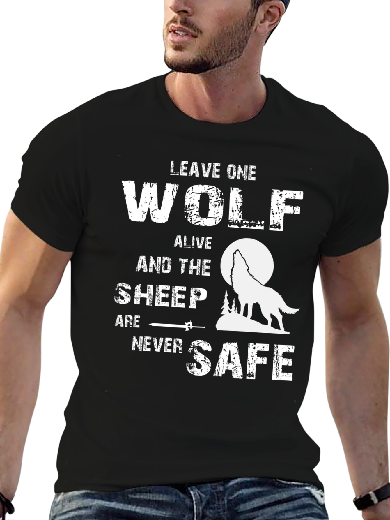 Leave One Wolf Alive Graphic Tee - Mens Black T-Shirt