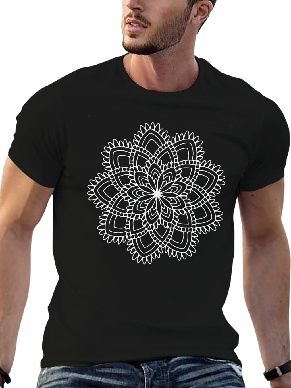 Mandala Graphic Print Black T-Shirt