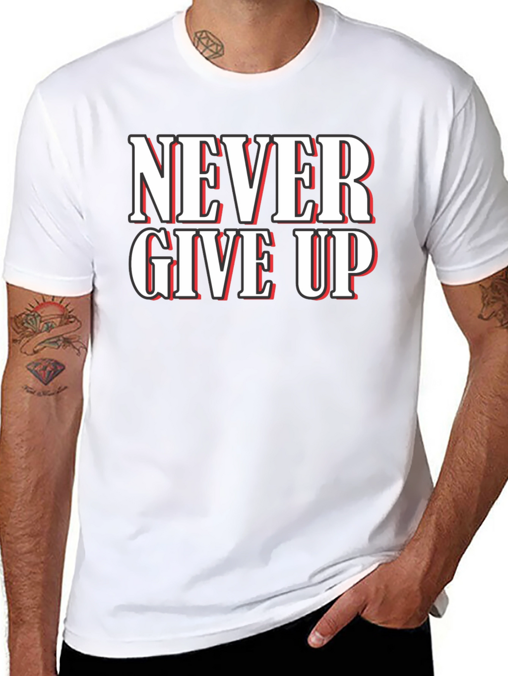 Never Give Up Graphic T-Shirt - Motivational Black Tee