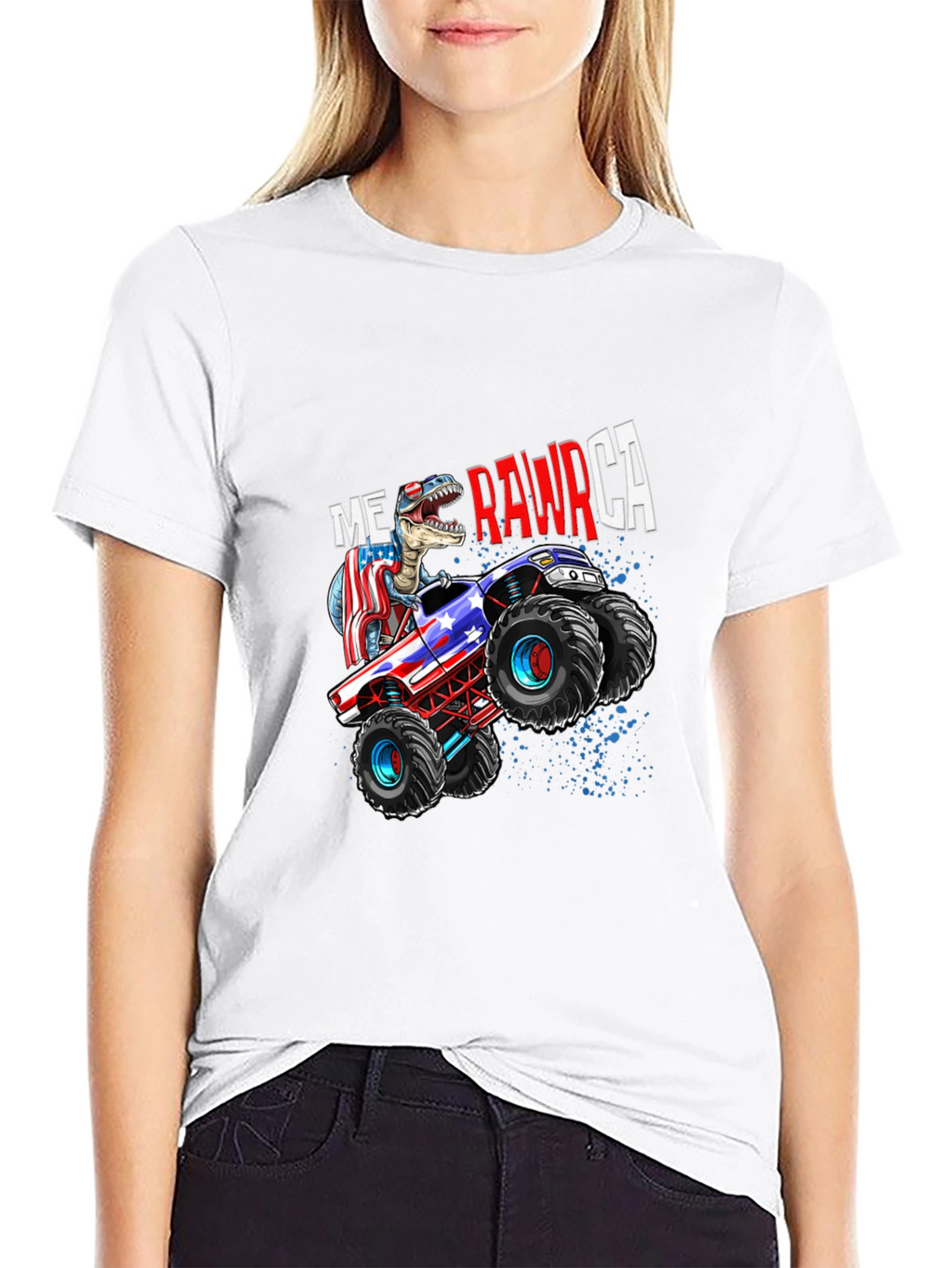 USA Dinosaur Monster Truck T-Shirt