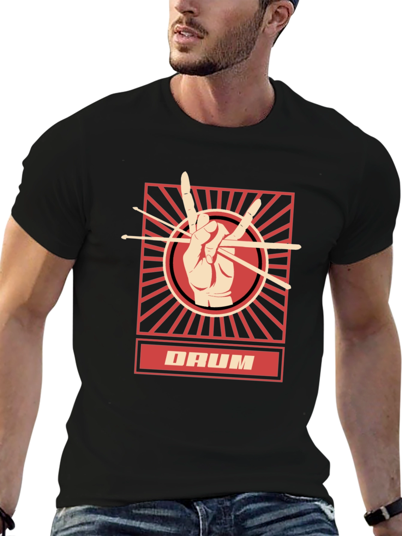 Drummer T-Shirt - Hand with Drumsticks Graphic Tee