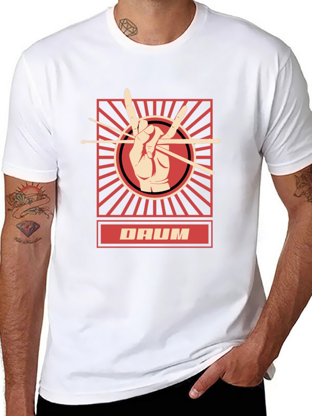 Drummer T-Shirt - Hand with Drumsticks Graphic Tee