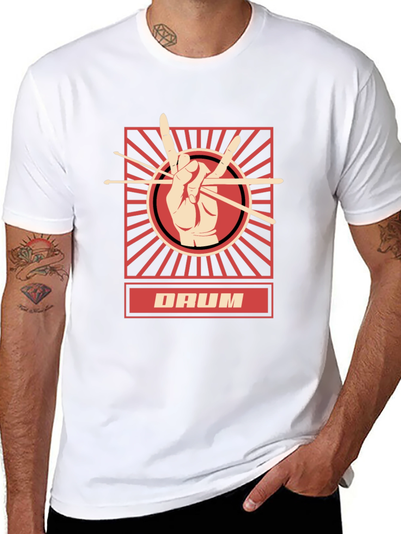 Drummer T-Shirt - Hand with Drumsticks Graphic Tee