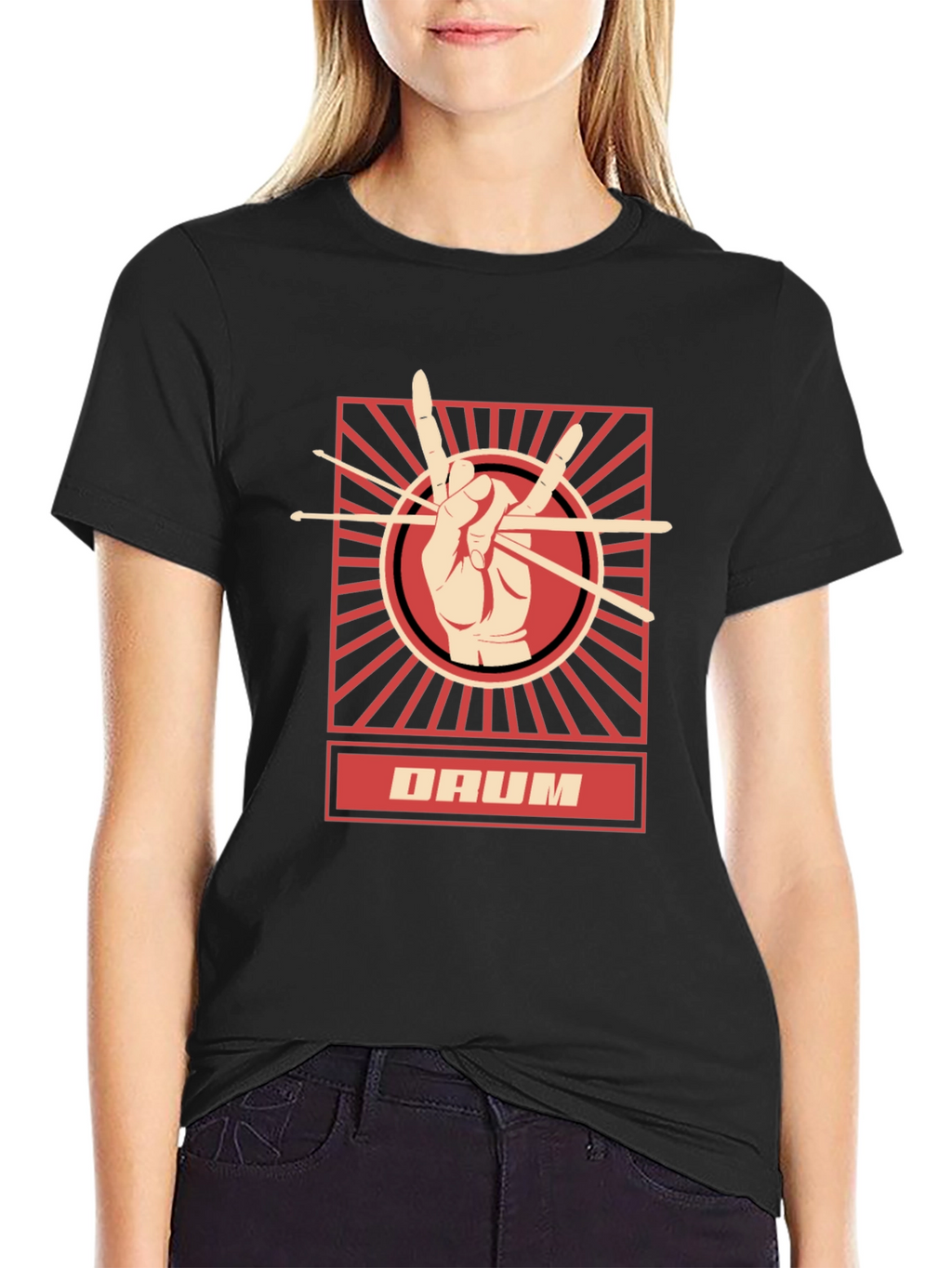 Drummer T-Shirt - Hand with Drumsticks Graphic Tee