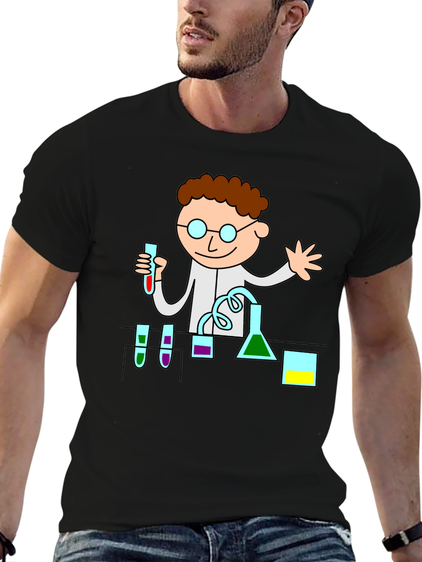 Scientist Graphic Tee - Black Cotton T-Shirt