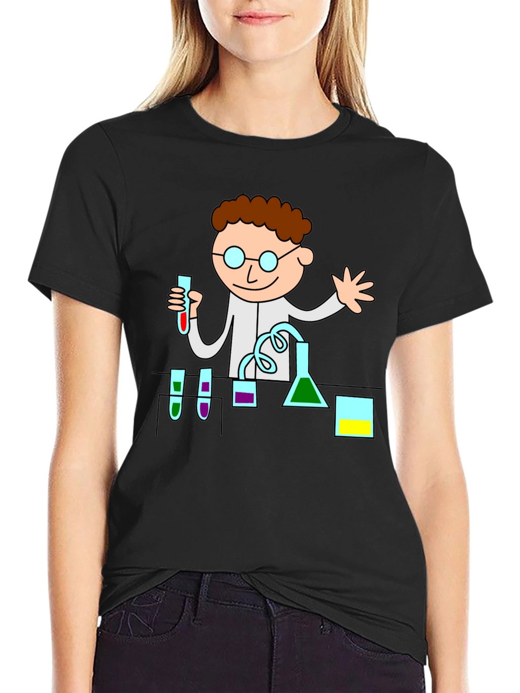 Scientist Graphic Tee - Black Cotton T-Shirt