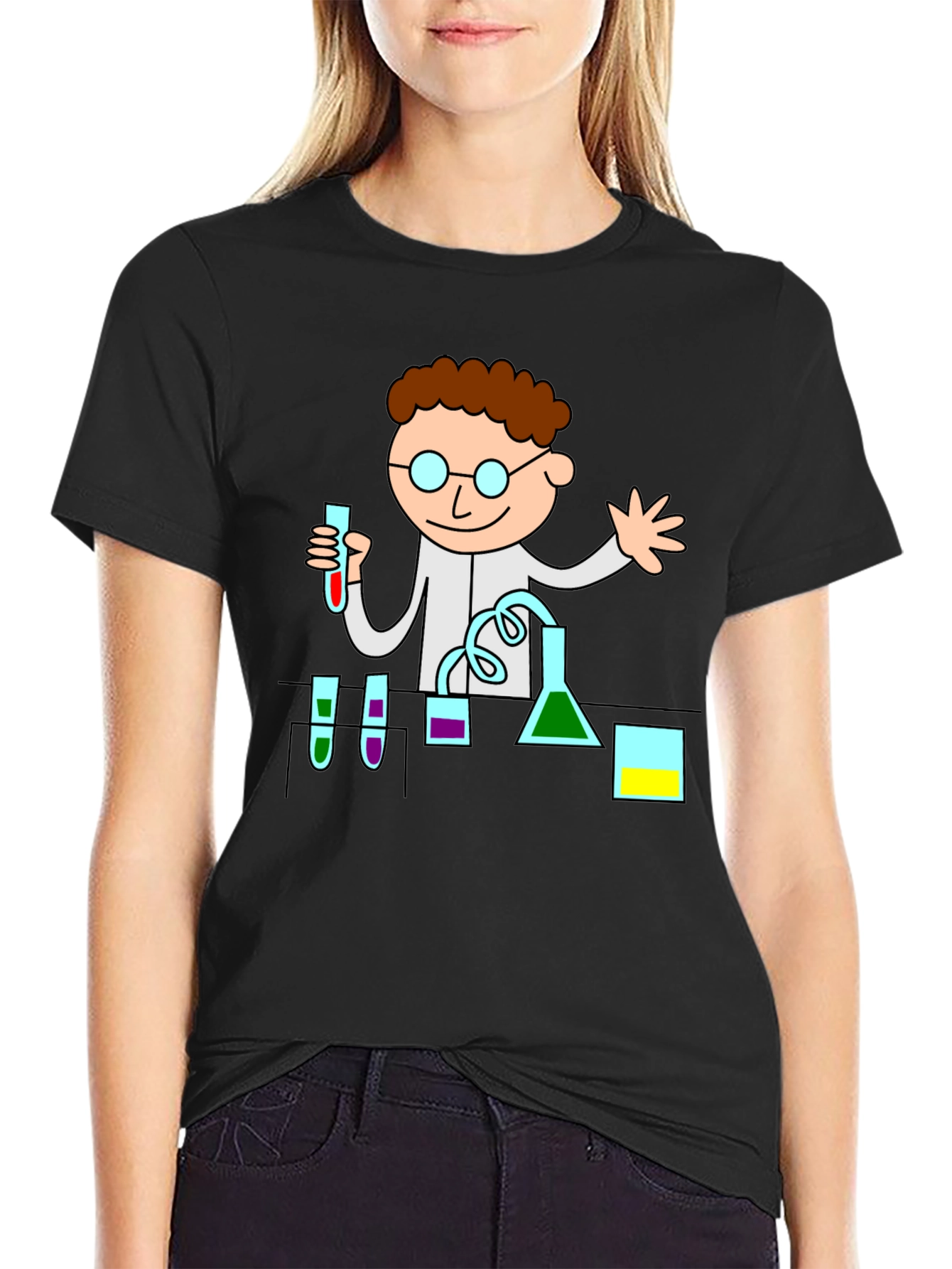 Scientist Graphic Tee - Black Cotton T-Shirt