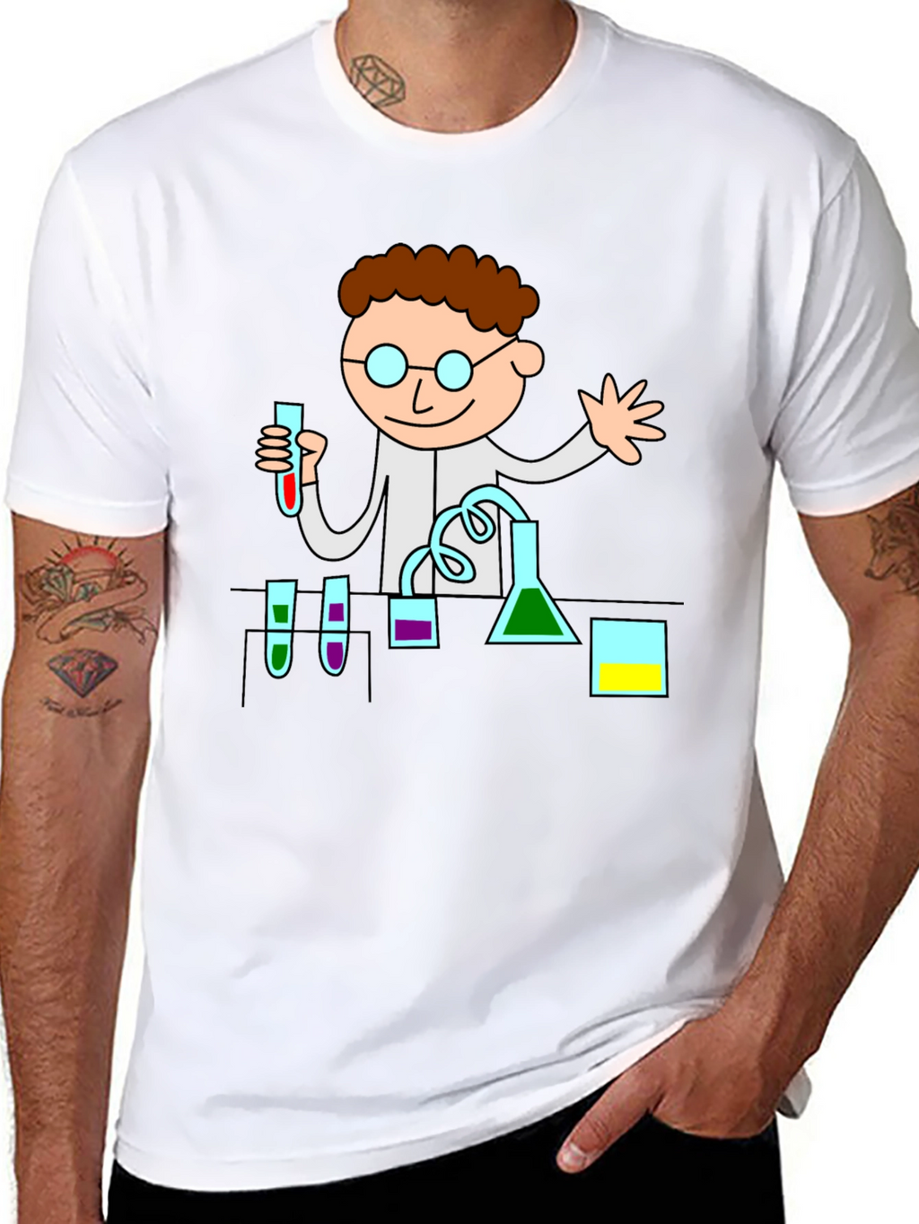 Scientist Graphic Tee - Black Cotton T-Shirt