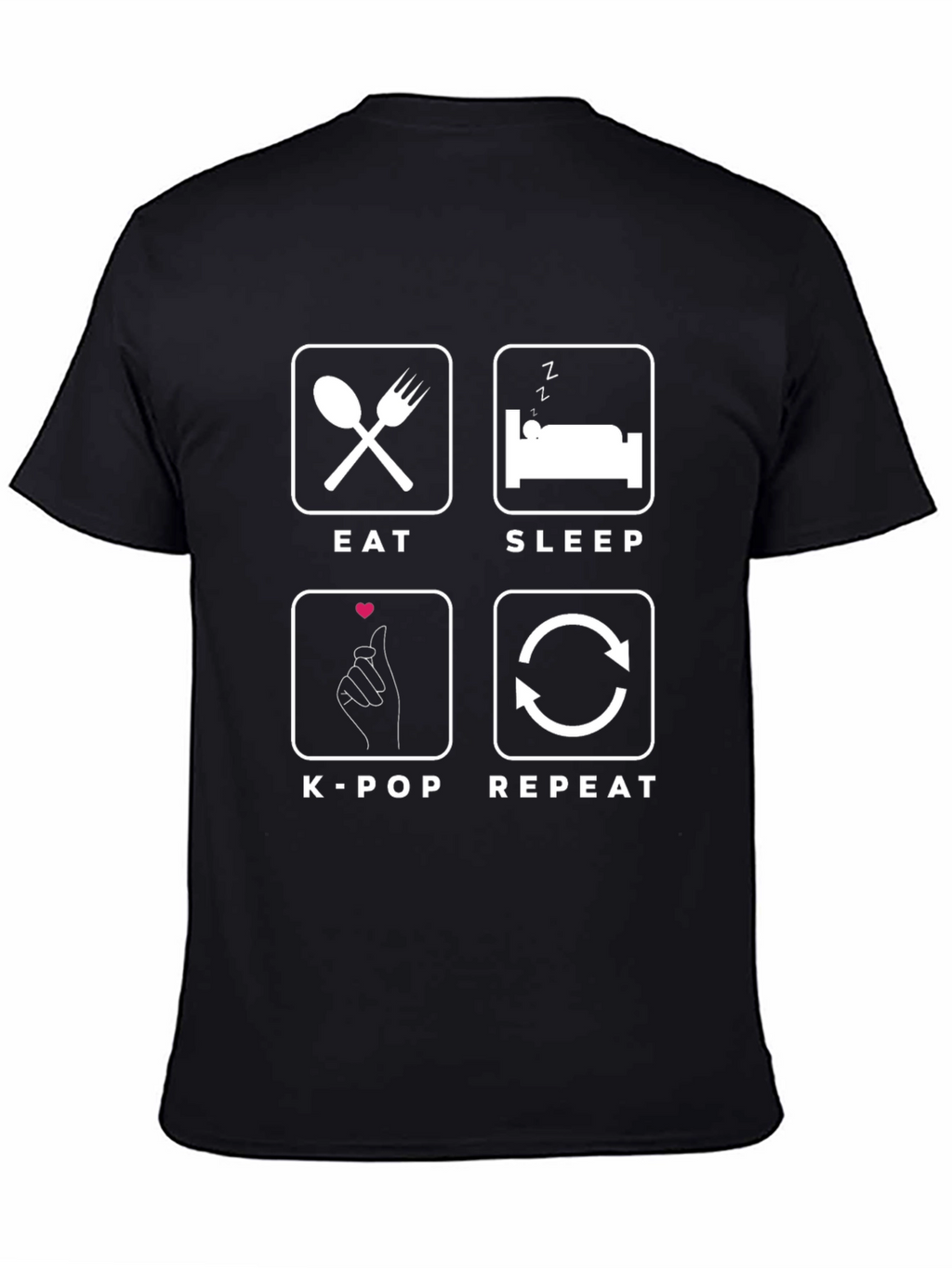 Eat Sleep K-Pop Repeat Black T-Shirt