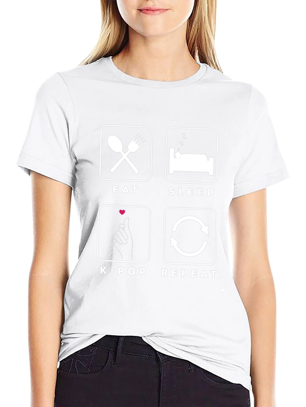 Eat Sleep K-Pop Repeat Black T-Shirt