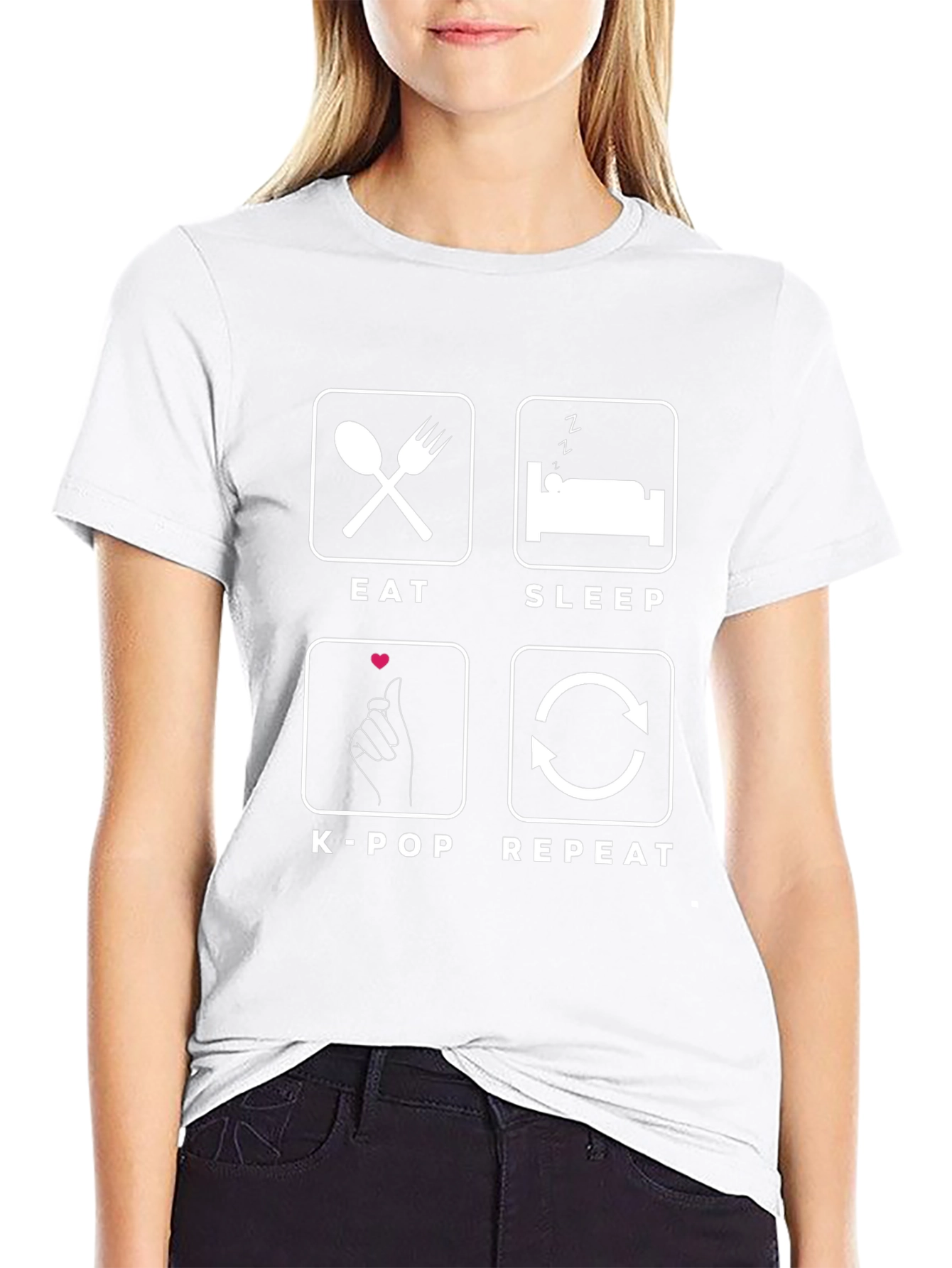 Eat Sleep K-Pop Repeat Black T-Shirt