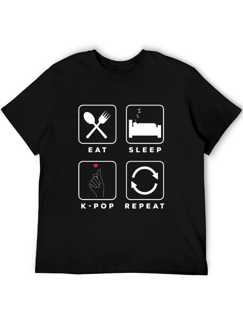 Eat Sleep K-Pop Repeat Black T-Shirt