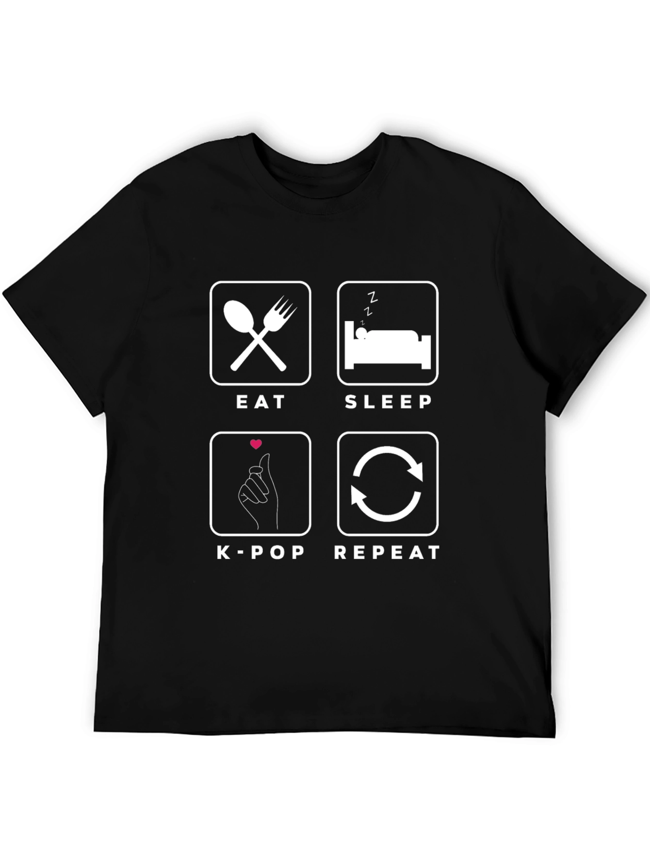 Eat Sleep K-Pop Repeat Black T-Shirt